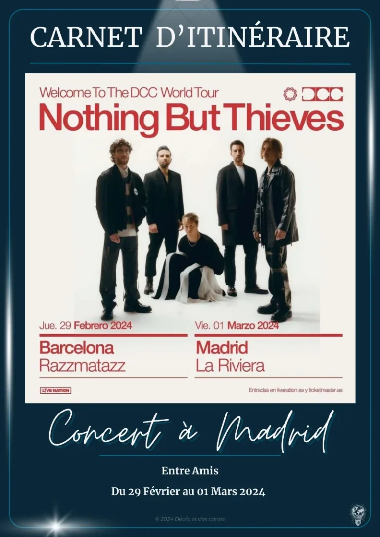 Evasion - couverture carnet de Voyage concert de Nothing but Thieves à Madrid