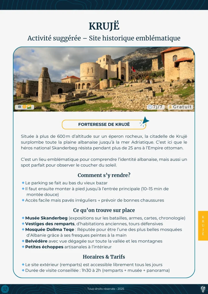 Aperçu du carnet de voyage : Région de Kruje